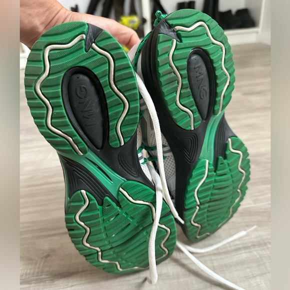 Mango Combined designed sneakers. Size 6 1/2. White, Green and Black. - Picture 9 of 14